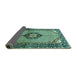 Sideview of Persian Turquoise Traditional Rug, tr3382turq