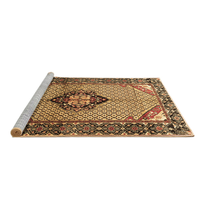 Sideview of Machine Washable Persian Brown Traditional Rug, wshtr3382brn