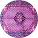 Round Machine Washable Persian Purple Traditional Area Rugs, wshtr3382pur