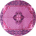 Round Machine Washable Persian Pink Traditional Rug, wshtr3382pnk