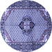 Round Machine Washable Persian Blue Traditional Rug, wshtr3382blu