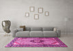 Machine Washable Persian Pink Traditional Rug in a Living Room, wshtr3382pnk