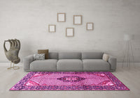 Machine Washable Persian Pink Traditional Rug, wshtr3382pnk