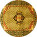 Round Persian Yellow Traditional Rug, tr3382yw