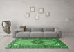 Machine Washable Persian Emerald Green Traditional Area Rugs in a Living Room,, wshtr3382emgrn