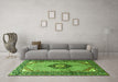 Machine Washable Persian Green Traditional Area Rugs in a Living Room,, wshtr3382grn