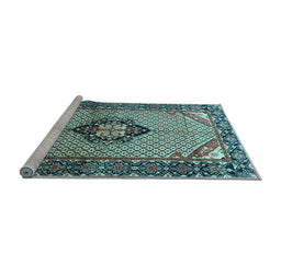 Sideview of Machine Washable Persian Light Blue Traditional Rug, wshtr3382lblu