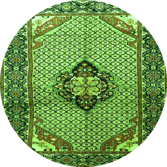 Square Persian Green Traditional Rug, tr3382grn