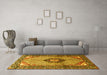 Machine Washable Persian Yellow Traditional Rug in a Living Room, wshtr3382yw