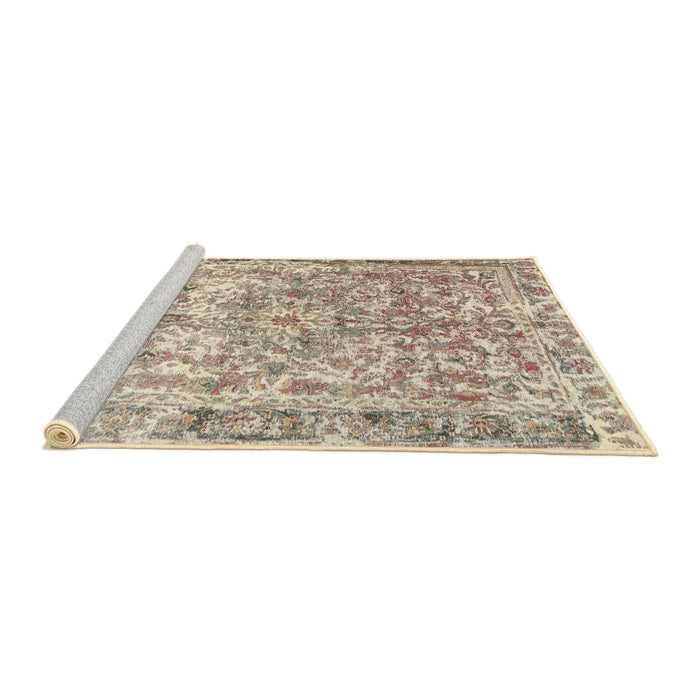 Sideview of Machine Washable Traditional Deep Peach Orange Rug, wshtr3383