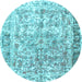 Round Persian Light Blue Traditional Rug, tr3383lblu