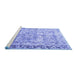 Sideview of Machine Washable Persian Blue Traditional Rug, wshtr3383blu