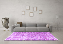 Machine Washable Persian Purple Traditional Area Rugs in a Living Room, wshtr3383pur
