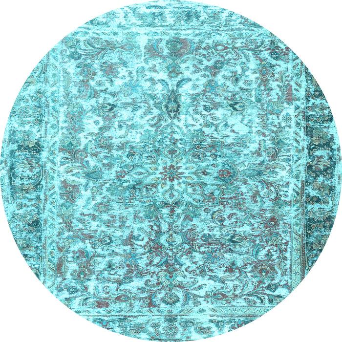 Round Machine Washable Persian Light Blue Traditional Rug, wshtr3383lblu