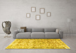 Machine Washable Persian Yellow Traditional Rug in a Living Room, wshtr3383yw