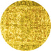 Round Persian Yellow Traditional Rug, tr3383yw