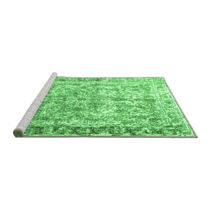 Sideview of Machine Washable Persian Emerald Green Traditional Area Rugs, wshtr3383emgrn