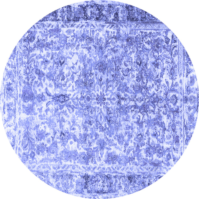 Round Persian Blue Traditional Rug, tr3383blu