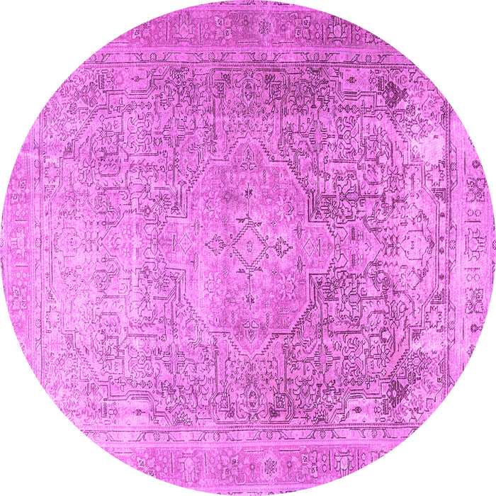 Round Machine Washable Persian Pink Traditional Rug, wshtr3384pnk