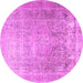 Round Machine Washable Persian Pink Traditional Rug, wshtr3384pnk