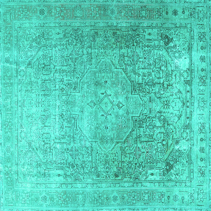 Square Machine Washable Persian Turquoise Traditional Area Rugs, wshtr3384turq