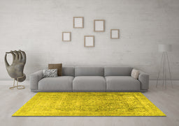 Machine Washable Persian Yellow Traditional Rug in a Living Room, wshtr3384yw