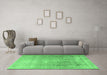 Machine Washable Persian Emerald Green Traditional Area Rugs in a Living Room,, wshtr3384emgrn