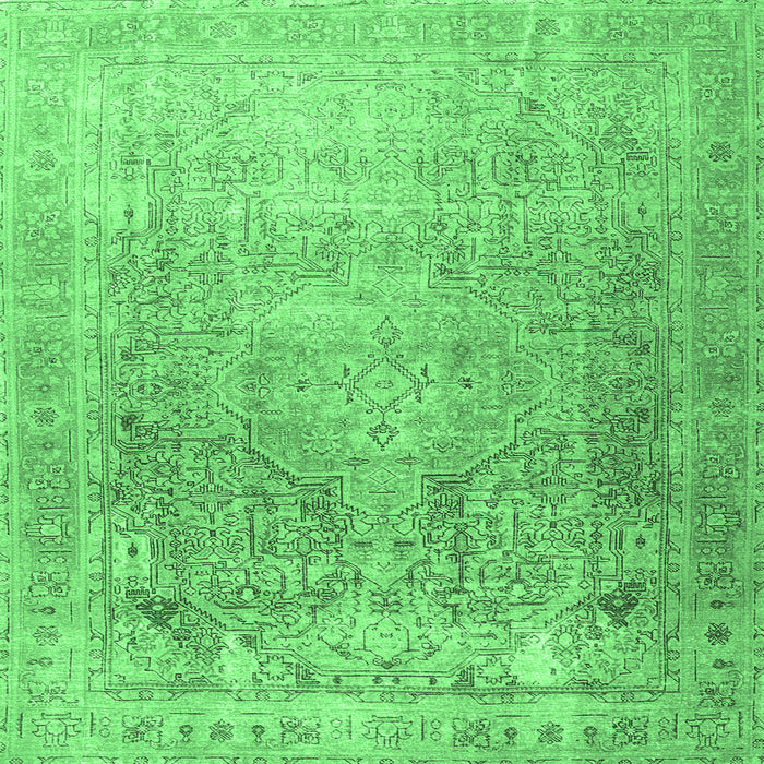 Square Machine Washable Persian Emerald Green Traditional Area Rugs, wshtr3384emgrn