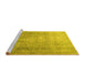 Sideview of Machine Washable Persian Yellow Traditional Rug, wshtr3384yw