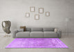 Machine Washable Persian Purple Traditional Area Rugs in a Living Room, wshtr3384pur