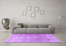 Machine Washable Persian Purple Traditional Area Rugs in a Living Room, wshtr3384pur