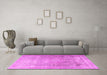 Machine Washable Persian Pink Traditional Rug in a Living Room, wshtr3384pnk