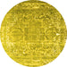 Round Persian Yellow Traditional Rug, tr3385yw