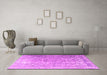 Machine Washable Persian Pink Traditional Rug in a Living Room, wshtr3385pnk