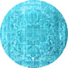 Round Machine Washable Persian Light Blue Traditional Rug, wshtr3385lblu