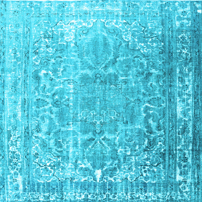 Square Machine Washable Persian Light Blue Traditional Rug, wshtr3385lblu