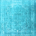 Square Machine Washable Persian Light Blue Traditional Rug, wshtr3385lblu