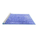 Sideview of Machine Washable Persian Blue Traditional Rug, wshtr3385blu