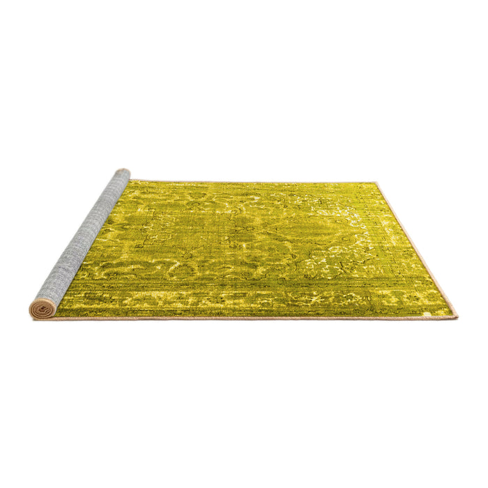 Sideview of Machine Washable Persian Yellow Traditional Rug, wshtr3385yw