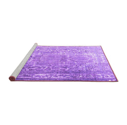 Sideview of Machine Washable Persian Purple Traditional Area Rugs, wshtr3385pur