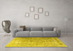 Machine Washable Persian Yellow Traditional Rug in a Living Room, wshtr3385yw