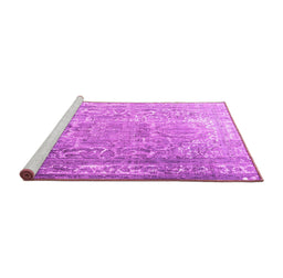 Sideview of Machine Washable Persian Pink Traditional Rug, wshtr3385pnk