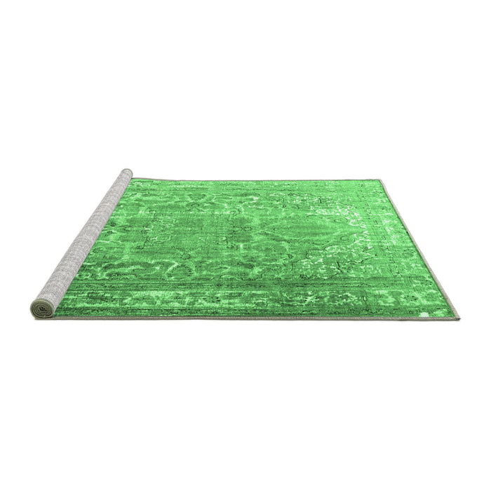 Sideview of Machine Washable Persian Emerald Green Traditional Area Rugs, wshtr3385emgrn