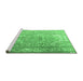 Sideview of Machine Washable Persian Emerald Green Traditional Area Rugs, wshtr3385emgrn