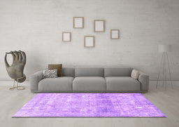 Machine Washable Persian Purple Traditional Area Rugs in a Living Room, wshtr3386pur