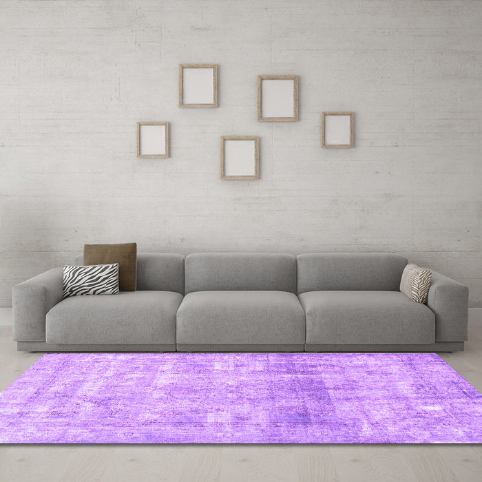 Machine Washable Persian Purple Traditional Area Rugs in a Living Room, wshtr3386pur