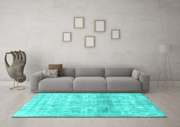 Machine Washable Persian Turquoise Traditional Area Rugs in a Living Room,, wshtr3386turq