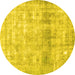 Round Machine Washable Persian Yellow Traditional Rug, wshtr3386yw