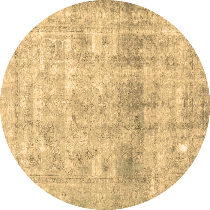 Round Persian Brown Traditional Rug, tr3386brn
