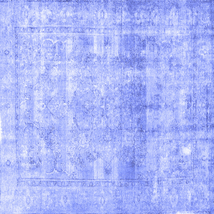 Square Machine Washable Persian Blue Traditional Rug, wshtr3386blu